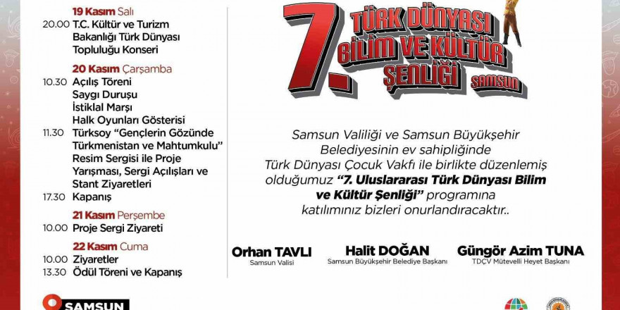 '7. Uluslararası Türk Dünyası Bilim ve Kültür Şenliği' Samsun’da