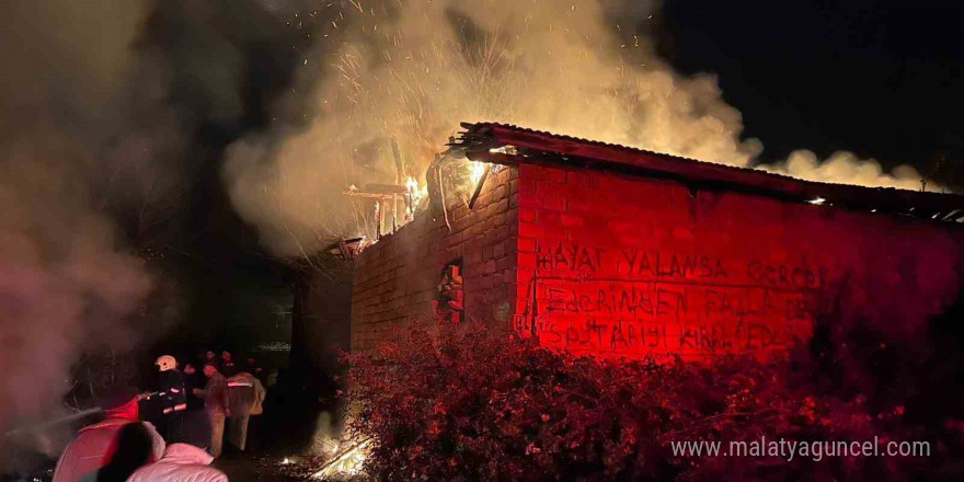 Alevlere teslim olan samanlık küle döndü