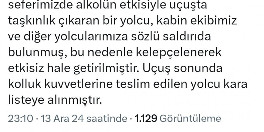 Alkollü yolcu, uçakta olay çıkardı