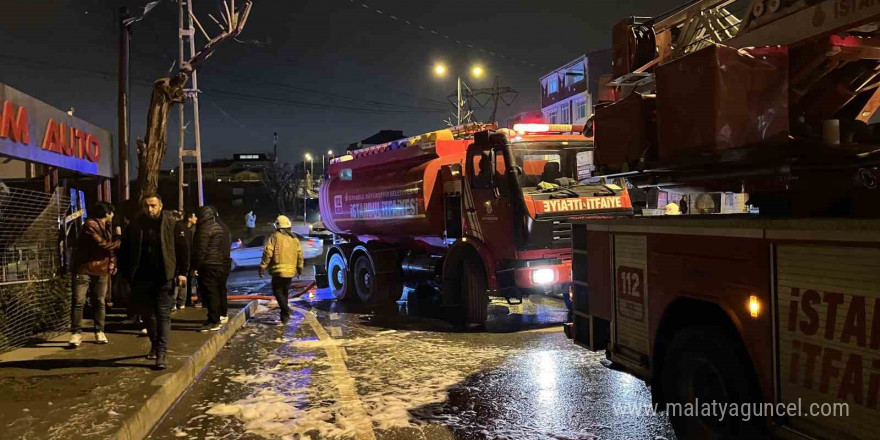 Arnavutköy’de korkutan iş yeri yangını: Alevler kameraya anbean yansıdı