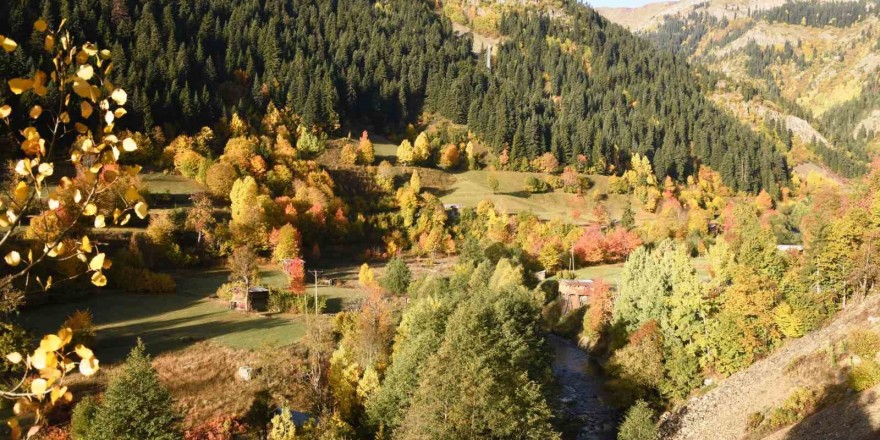 Artvin Şavşat’ta sonbahar renkleri havadan görüntülendi