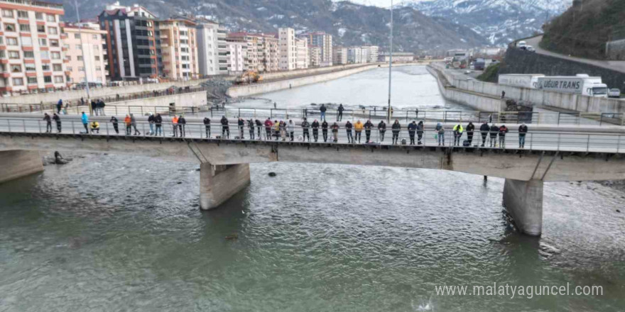 Artvin’de fırtına somon kafesini parçaladı, vatandaşlar dereye akın etti