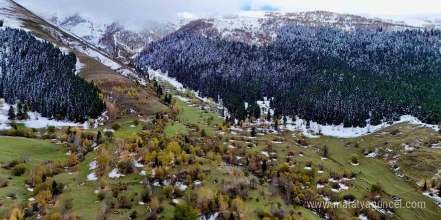 Artvin’de karlı zirveler sonbahar ile buluştu