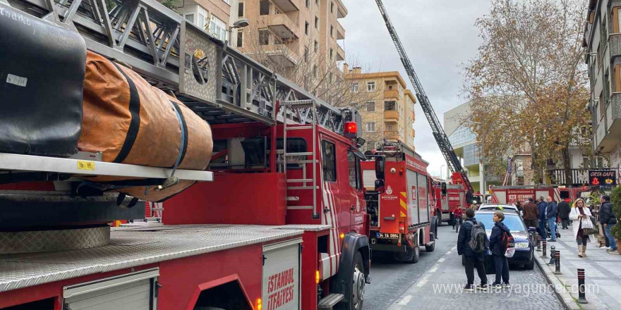 Ataşehir’de 8 katlı metruk binanın çatısı alev alev yandı