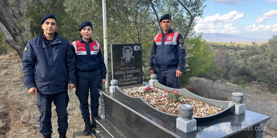 Aydın jandarması şehit öğretmen Sarısaç’ı unutmadı