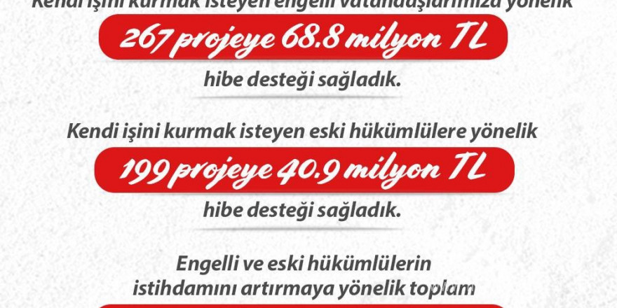 Bakan Işıkhan: “Engelli ve eski hükümlü vatandaşların istihdamını artırmak için 488 projeye 125,4 milyon lira kaynak sağladık”