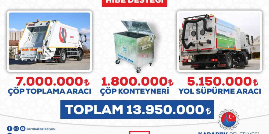 Bakanlıktan Karabük Belediyesine 13 milyon 950 bin TL hibe