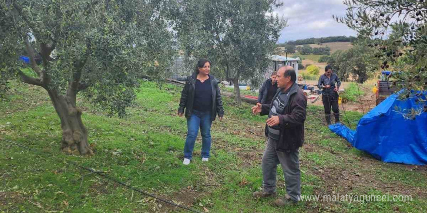 Biga’da dolu ve fırtınadan zarar gören köylerde hasar tespit çalışması yapıldı