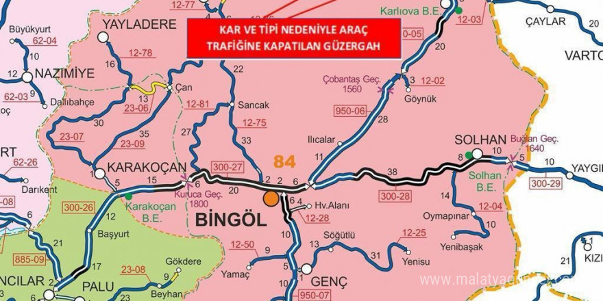 Bingöl-Erzurum karayolunun bir kısmı tır trafiğine kapandı