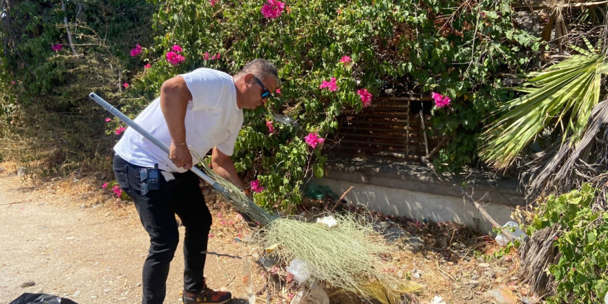 Bodrum Belediyesi’nce başlatılan temizlik seferberliği Gündoğan’da devam etti