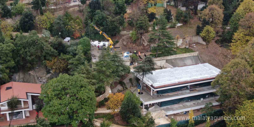 Boğaz’a nazır kaçak villada yapılan çalışmalar havadan görüntülendi