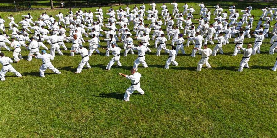 Bursa’da 240 kişilik karate şovu görsel şölen oluşturdu