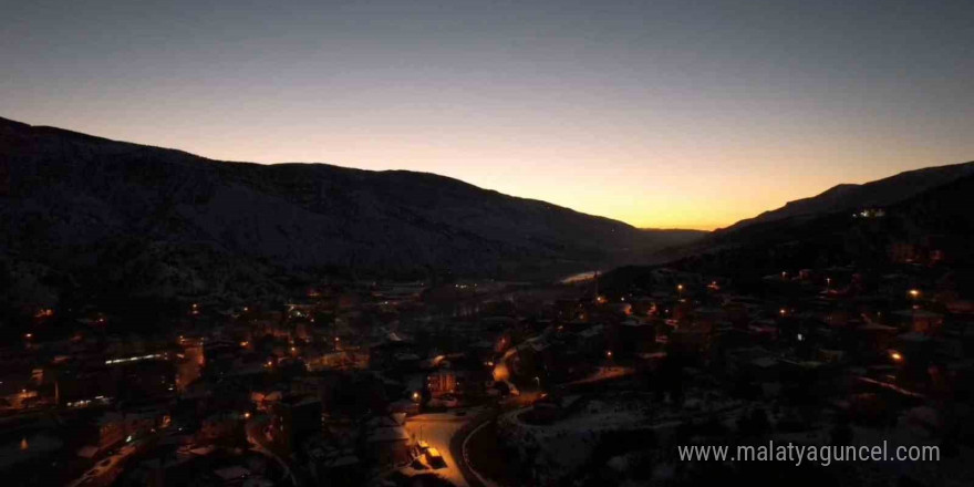 Çamoluk’ta kar güzelliği dronla görüntülendi