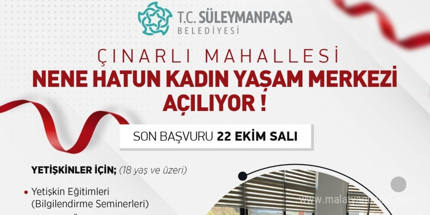 Çınarlı Mahallesi Nene Hatun Kadın Yaşam Merkezi açılıyor