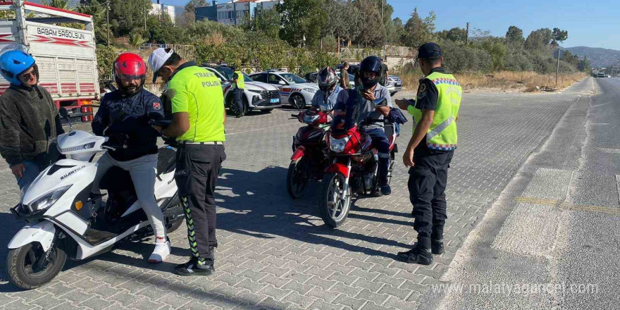 Çine’de motosiklet sürücüleri denetlendi