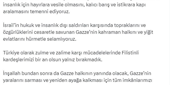 Cumhurbaşkanı Erdoğan’dan ’ateşkes’ açıklaması: 'Gazze’nin kahraman halkını hürmetle selamlıyoruz'