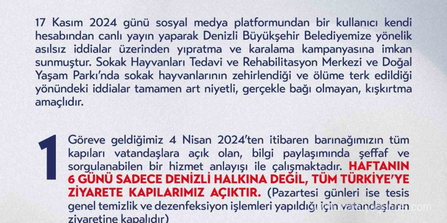 Denizli Büyükşehir Belediyesi; “Barınağımızın kapısı tüm Türkiye’ye açıktır”