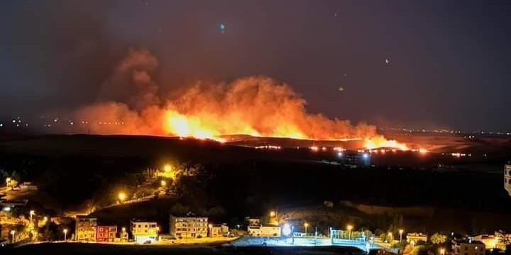 Diyarbakır’da anız yangını: Bölgedeki rüzgarın etkisiyle alevler geniş alana yayıldı