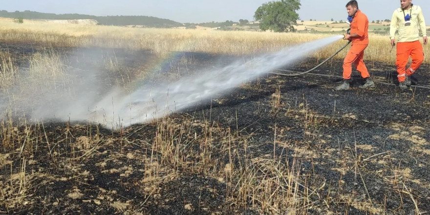 Dumlupınar’da tarım arazisindeki yangın büyümeden söndürüldü