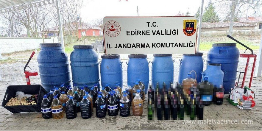 Edirne’de bin 560 litre kaçak içki ele geçirildi