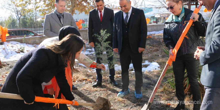 Elazığ’da kadına yönelik şiddetle mücadele için fidanlar toprakla buluştu