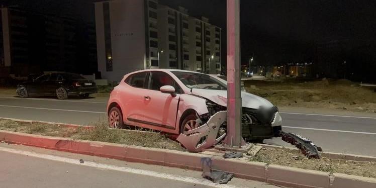 Elazığ’da otomobil aydınlatma direğine çarptı: 1 yaralı