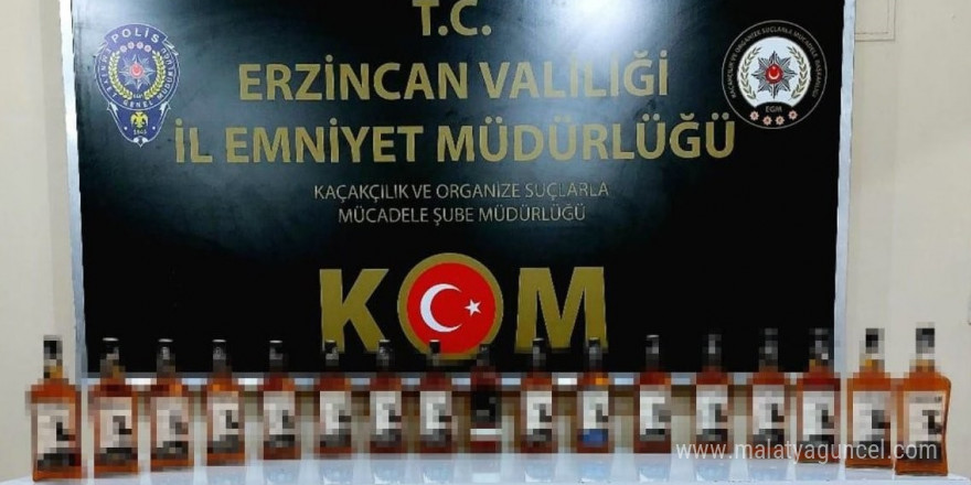 Erzincan’da 17 şişe kaçak içki ele geçirildi