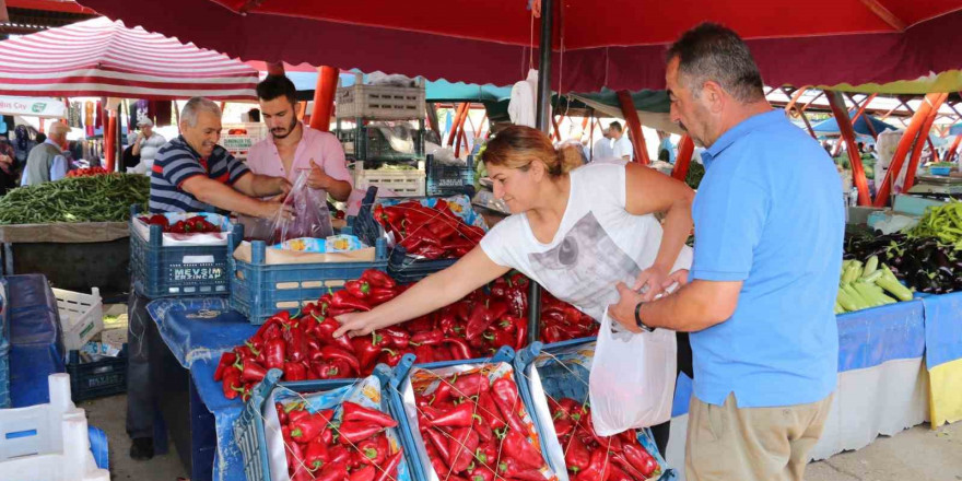 Erzincan’da salçalık domates ve biberler tezgahlarda