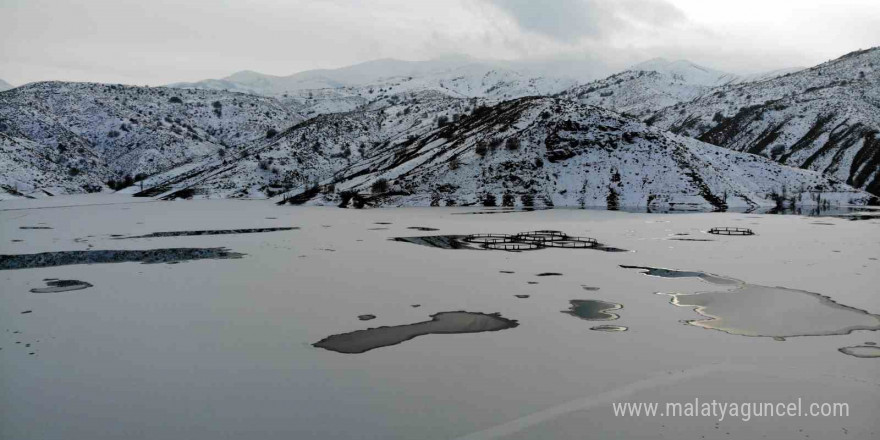 Erzincan’da soğuktan göller buz tuttu