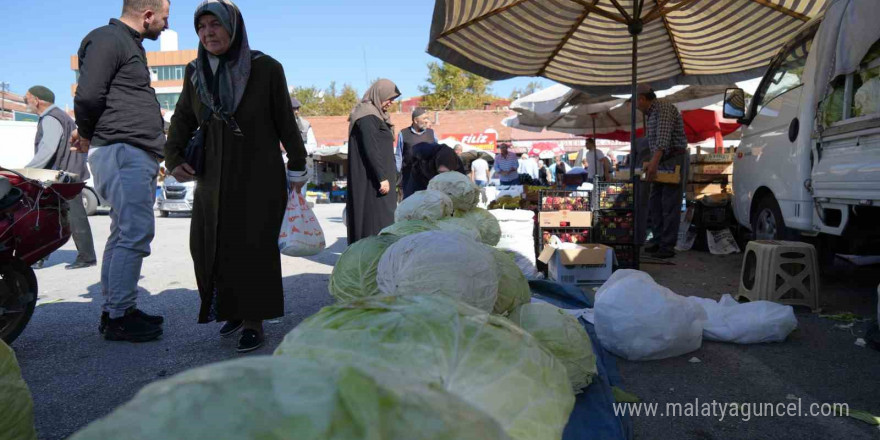 Erzincan’da turşuluk ve yemeklik lahanalar tezgahta yerini aldı