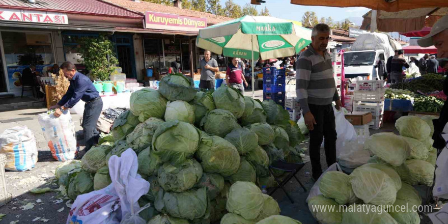 Erzincan’da turşuluk ve yemeklik lahanalar tezgahta yerini aldı