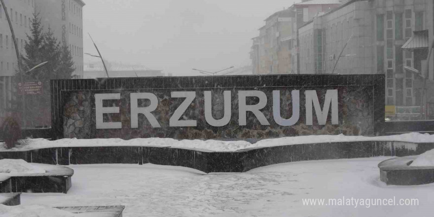 Erzurum’da yoğun kar yağışı etkili oluyor