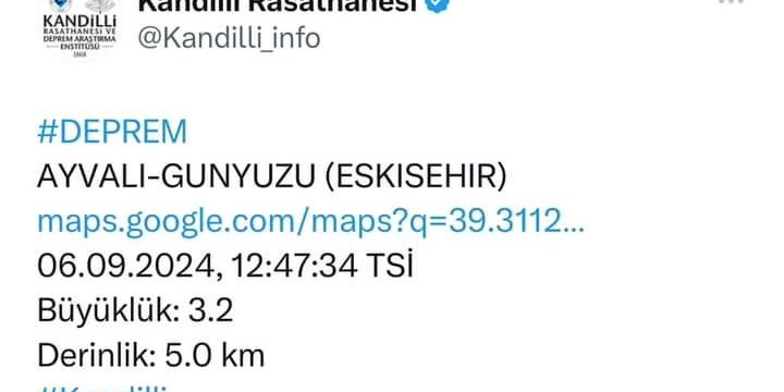 Eskişehir’de 3.2 şiddetinde deprem