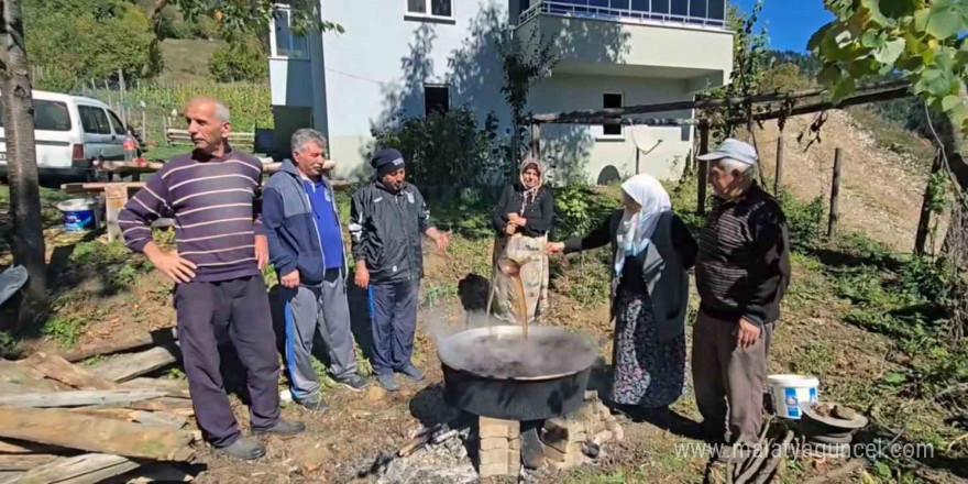 Giresun’un Kulakkaya Yaylası’nda geleneksel armut pekmezi yapımı başladı