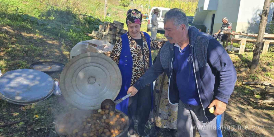 Giresun’un Kulakkaya Yaylası’nda geleneksel armut pekmezi yapımı başladı