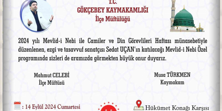 Gökçebey’de Mevlid-i Nebi programı düzenlenecek