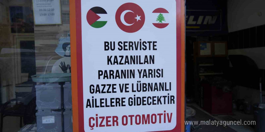 Gümüşhane’de otomobil servisinin gelirinin yarısı Gazze ve Lübnan’a gidiyor