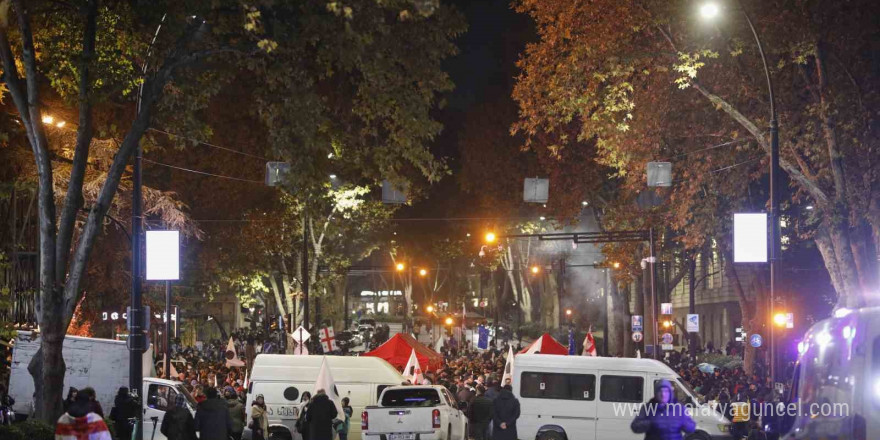 Gürcistan’da yol kapatıp çadır kuran protestoculara polis müdahalesi