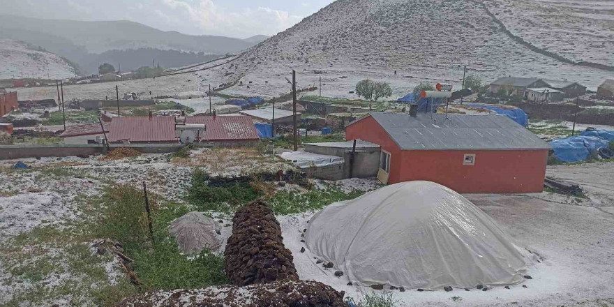 Hanak ilçesi dolu yağışı ile beyaza büründü