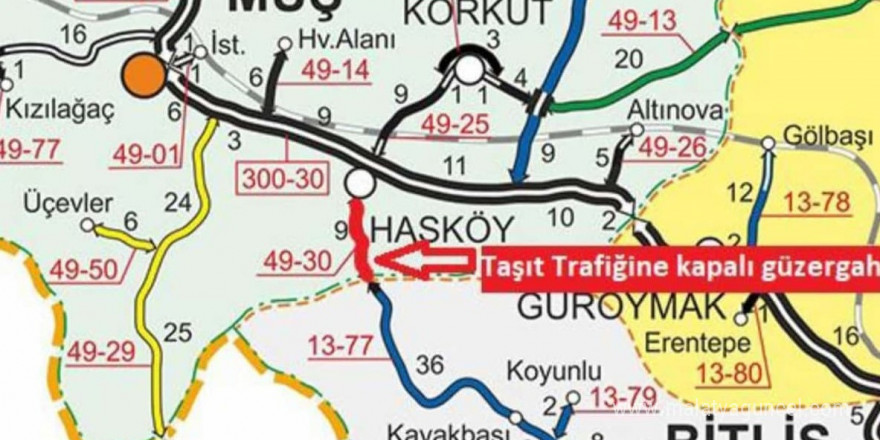 Hasköy-Mutki kara yolu ulaşıma kapatıldı