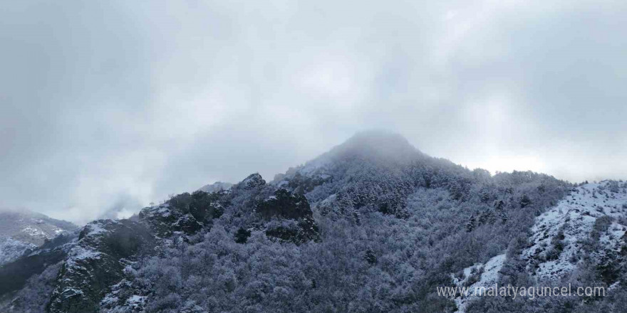 Ilgaz Dağı’nın eteklerinde buluşan kar ve sis mest etti