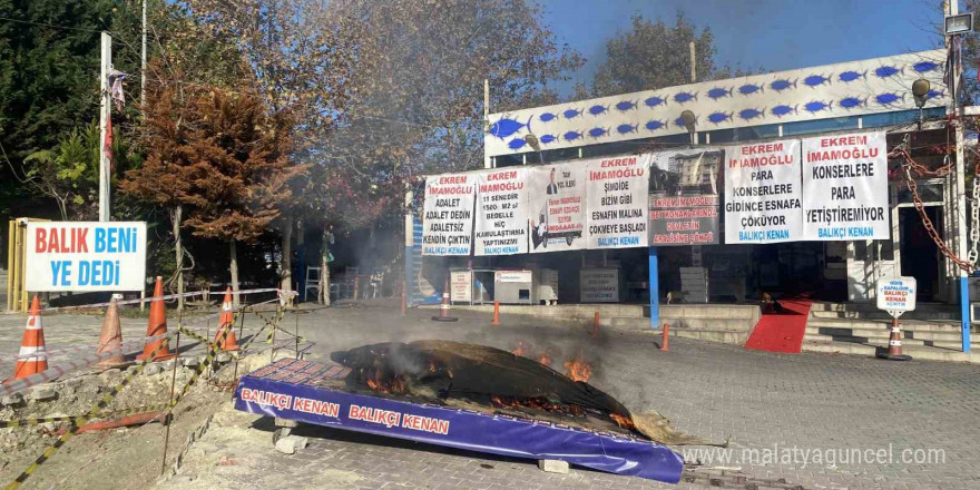 İmamoğlu’na tepki için bal mumu köpek balığını tiner döküp yaktı