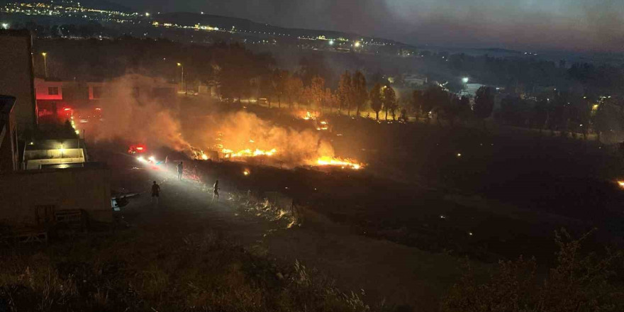 İzmir’de otluk alanda çıkan yangın evlere sıçramadan söndürüldü