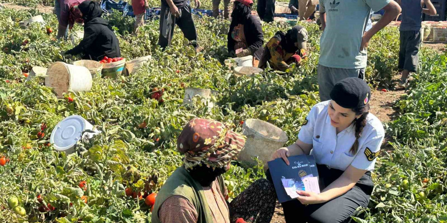 Jandarma personeli mevsimlik tarım işçilerini ziyaret etti