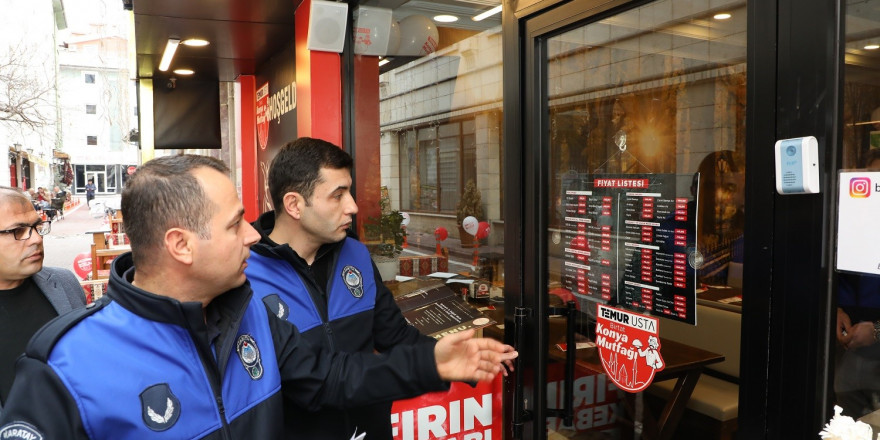 Karatay’da lokanta ve kafelere yeni fiyat uygulaması denetimi