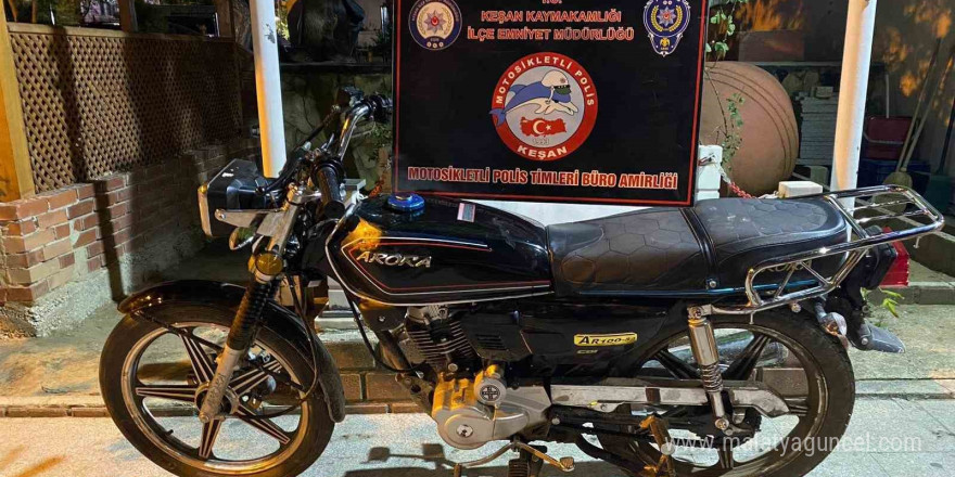 Keşan’da çalıntı motosiklet polisin kontrollerinde bulundu