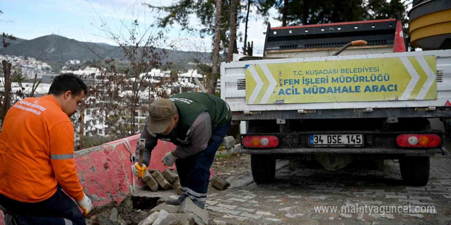 Kuşadası Belediyesi Acil Müdahale Birimi sorunları çözüme kavuşturuyor