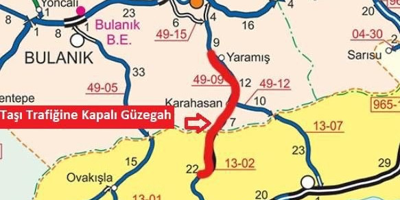 Malazgirt-Ahlat Karayolu geçici olarak ulaşıma kapatıldı