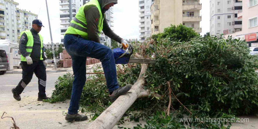 Mersin’de fırtına halı sahayı çökertti