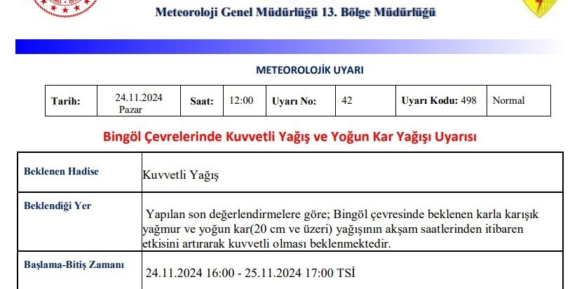 Meteorolojiden kuvvetli yağış ve yoğun kar uyarısı